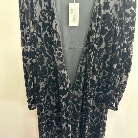 Johnny Was Jade Women’s Black Jacquard Velvet Burnout Silk Blend Wynnter Midi Dr - Picture 10 of 15